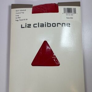 Liz Claiborne Silky Opaque Control Top Pantyhose tights Size Long Liz Red color